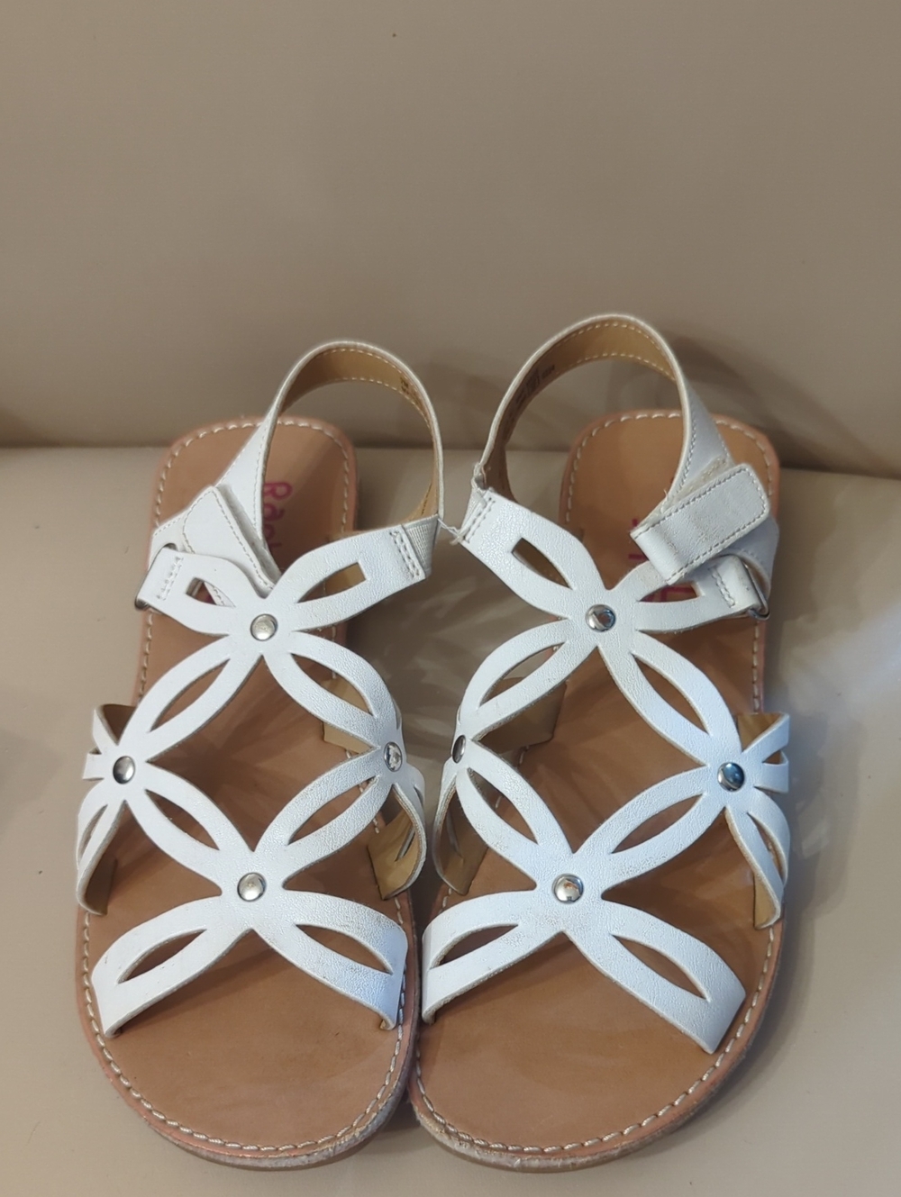 Rachel Shoes White Floral Cutout Kids Sandals